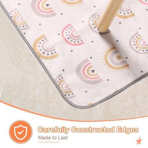 CLYMENE Splat Mat for Under High Chair | 51x51 Inch Anti-Slip Baby Splash Mat | Waterproof & Washable Spill Mat for Highchair Floor and Infant Play (Boho Rainbow)