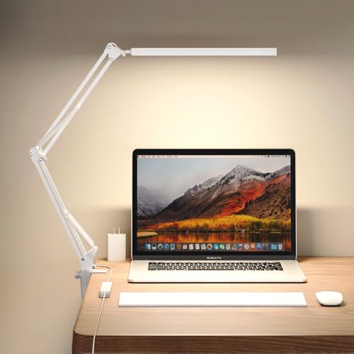 Upgrade Swing Arm LED Desk Lamp with Clamp, 80 LED...
