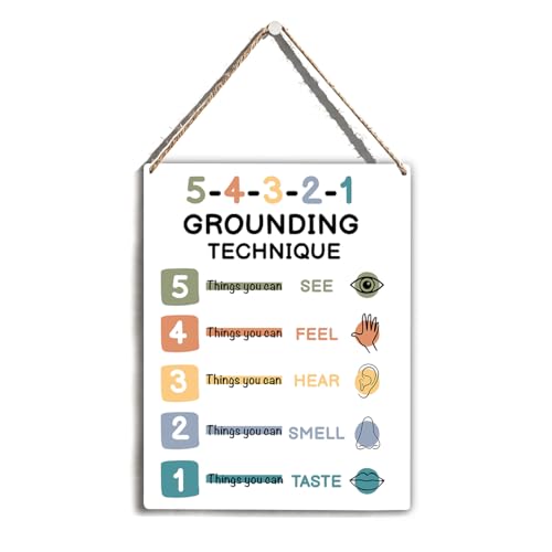 54321 Grounding Technique Wooden Hanging Sign, Therapy Office Must Haves