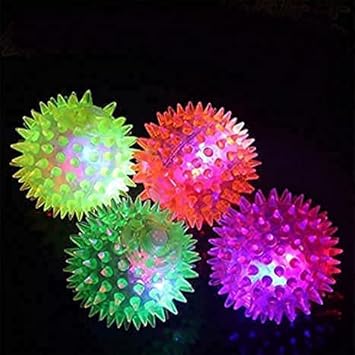 Wizme LED Flashing Light Spike Soft Balls with Sound for Kids and Adults for Massage Purpose, Multicolor Set of 2
