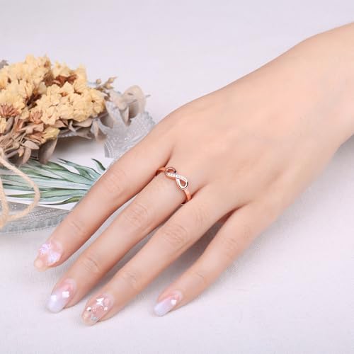 Image of JewelryPalace 14k White Yellow Rose Gold Plated 925 Sterling Silver Rings for Women, Cubic Zirconia Promise Rings for Her, Stackable Wedding Bands Rings for Women Infinity Forever Love Knot Ring