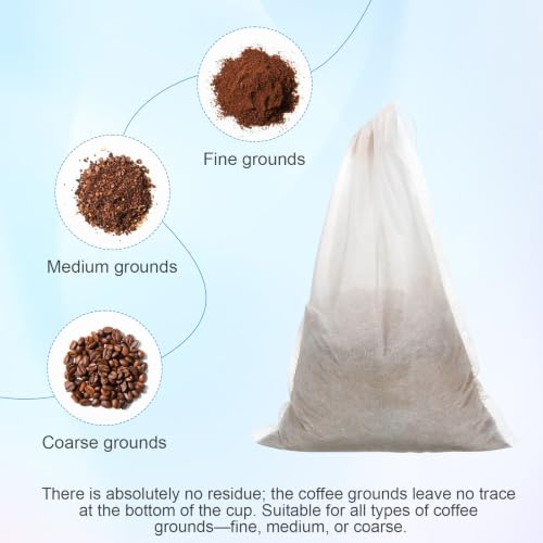 50 Pcs No-Mess Cold Brew Coffee Filters - Large Disposable Fine Mesh Tea Filter Bags with Drawstring (20 x 15 cm) for Perfect Brew - Image 7