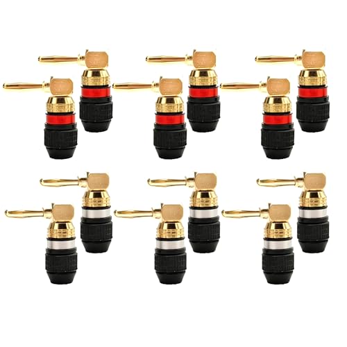 KCT 24K Banana Plugs para Altavoz Ángulo Derecho Pack 12 pzas miniatura 1