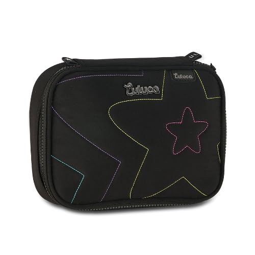 Estojo Box Luluca Feminino Escolar Resistente 36 Elásticos (Preto)