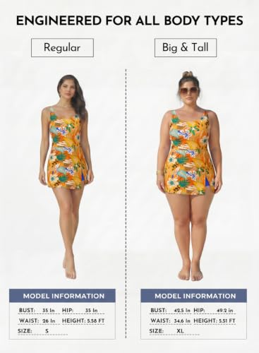 Image of Aleumdr One Piece Swimdress Swimsuit for Women Tummy Control Split Swim Dress Skirt Bathing Suit with Pockets