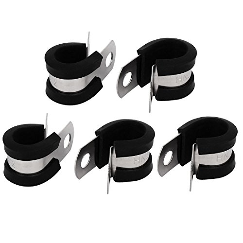 Aexit 12mm Dia Clamps EPDM Rubber Lined P Clips Cable Hose Pipe Clamps Strap Clamps Holder 5pcs