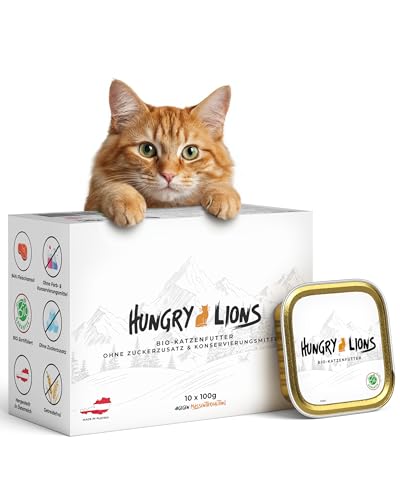 Hungry Lions Bio Katzenfutter nass – Katzenfutter nass ohne Zucker und Getreide – Katzenfutter mit hohem Fleischanteil von 94% – Natürliches Katzenfutter - Hergestellt in Österreich