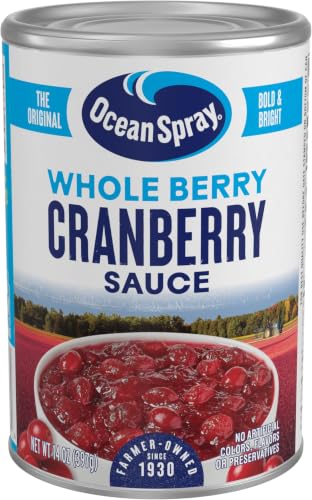 Ocean Spray Whole Cranberry Sauce, Canned Side Dish, 14 Oz Can, (Pack of 6)