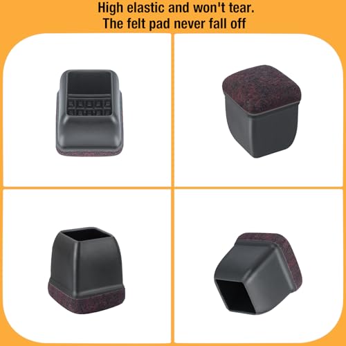 Image of 16-Pcs Square Silicone Chair Leg Floor Protectors, Thick & Durable | Protect Hardwood Floors from Scratches & Noise, Fit Dining Table & Bar Stool Legs (Fits 3 /5 inch to 7 /10 inch)