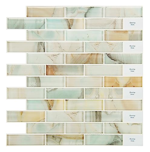 Self-Adhesive Kitchen Backsplash, 10-Sheet Peel And Stick Back Splash Marble Look Decorative Tiles 12"X12" #TOP11
