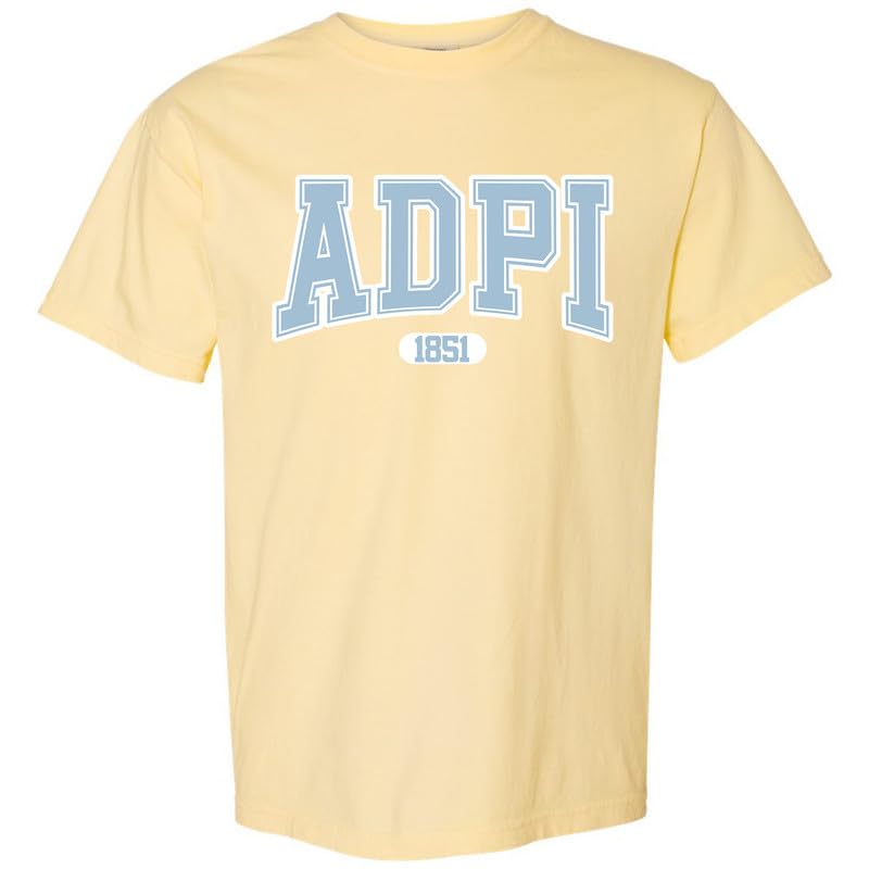 Alpha Delta Pi Comfort Colors Tshirt | ADPi White Athletic Sorority Comfort Colors Tee