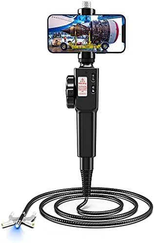 Borescope Inspection Camera-Articulating Endoscope for iPhone,8.5mm Lens Movable Head,Steering Endoscope with 8 Adjustable LED Light, HD 1080P Endoscope Controllable Camera for Smartphone