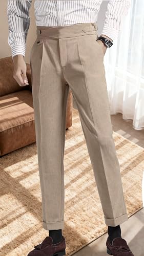 Men's High-Waist Pleated Tailored Dress Pants - Trendy Formal Office Trousers4