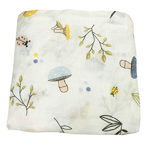 Image of Organic Cotton Soft Muslin Swaddle Blankets Premium Receiving Blanket|Toddler| Bath Towels | Wraps Neutral Receiving Blanket for Boys and Girls (Mushroom)