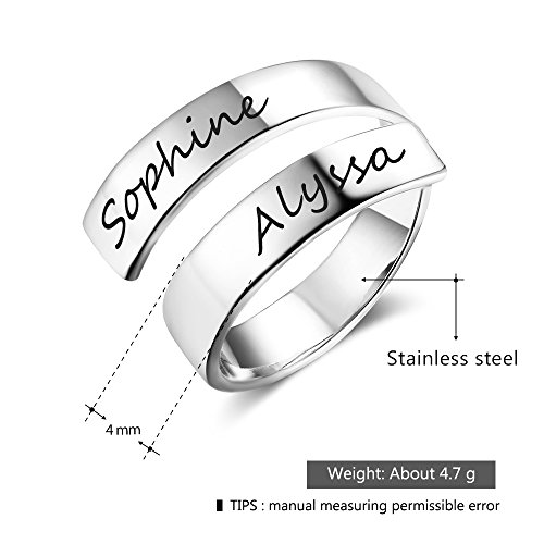 Love Jewelry Personalized Spiral Twist Ring Engraved Names BFF Personalized Gift Mother-Daughter Promise Ring for Her3