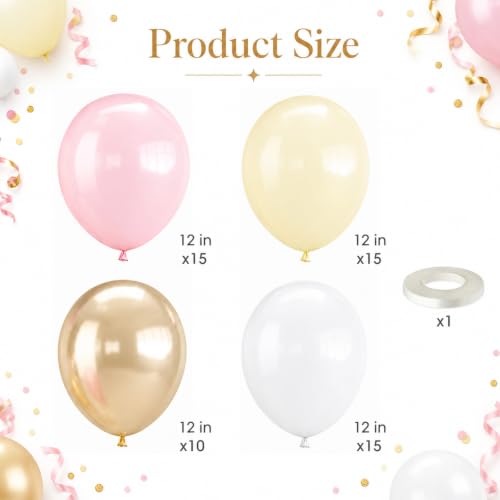 Image of HILAVO Pink and Yellow Balloons 12 Inch Pastel Light Pink Yellow Gold White Party Latex Balloons for Lemon Oh Baby Shower Bridal Shower Anniversary Wedding Bee Bear Themed Birthday Party Decorations