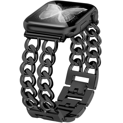 JR.DM ダブルチェーンApple Watch バンド メタル ベルト シルバー サイズ調整可能 38mm/40mm/41mm/42mm/44mm/45mm/46mm Series 10/9/8/7/6/5/4/3/2/1/SE 対応 おしゃれ レディー