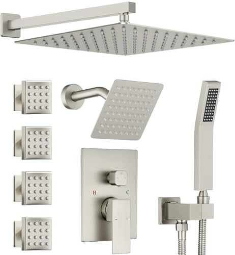 Dual Rainfall Shower Head System with 4 Body Jets, JetsBath