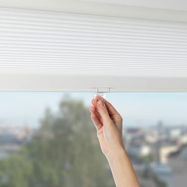 Cordless Cellular Honeycomb Shade, White, 36 x 64 inches, Light Filtering, Insulating Window Blind