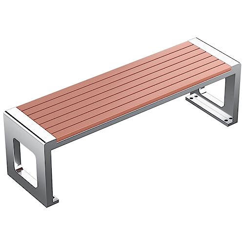 Banco de jardín de madera y acero inoxidable moderno para patio exterior de 2 plazas