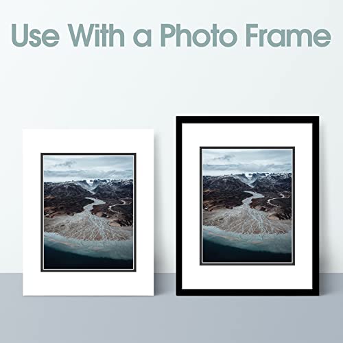 Golden State Art, Double Picture Mats With White Core Bevel Cut For 8X10 Photo Pictures (Mats, Backing, Clear Bags Included), White Over Black, 11X14-10 Pack (Double Mat) #TOP3