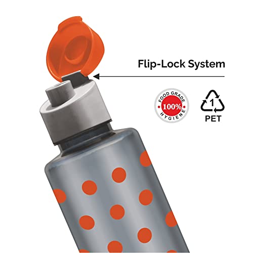 Image of Flair Polka Water Bottles with Fliptop Lid Set of 6 Pcs 1000 ML (Orange)