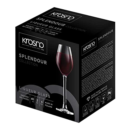 Krosno Liquor Glasses | Set Of 6 Pieces | 2.03 Oz | Splendour Collection | Ideal For Home, Restaurant, Events & Parties | Dishwasher Safe #TOP5