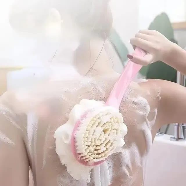 Image of 2in1 Creation Bath Body Brush with Soft Comfortable Bristles Long Handle Gentle Exfoliation Improve Skin's Health and Beauty Wet or Dry Brushing Back Scrubber for Shower (Pack- 2 pic)