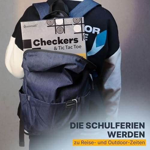 Dame-Brettspiel mit 30 Spielsteinen – Klassisches Brettspiel für Kinder und Erwachsene – Checkers & Tic Tac Toe