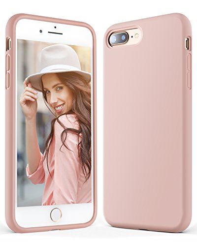 Anker iPhone 8 Plus 7 Plus Silicone Case, KARAPAX Silicone Gel Rubber Shockproof Case Cover with Soft Microfiber Cloth Cushion [Support Wireless Charging] [Slim Fit] for iPhone 8P/ 7P - Blush Pink
