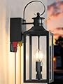 20" Black Motion Sensor Outdoor Lights with GFCI Outlet, Dusk to Dawn Exterior Lighting Fixtures, Porch Lights with GFCI Outlet Built-in, Waterproof Outdoor Wall Sconce for House Front Door Patio