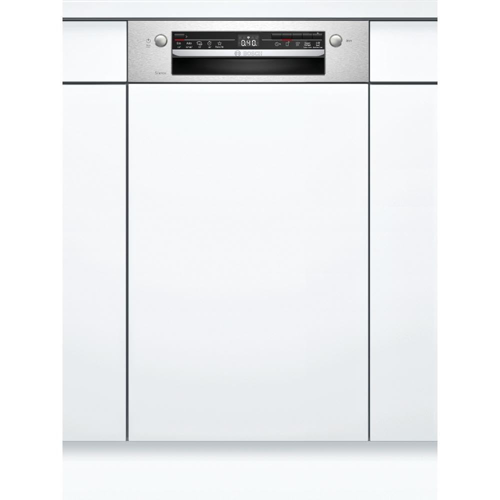 Bosch SPI2IKS10E Serie 2 Geschirrspüler Teilintegriert, 45 cm, Edelstahl, 78 kWh pro 100 Zyklen, 9 MGD, Extra Trocknen, Vario Besteckkorb, Home Connect