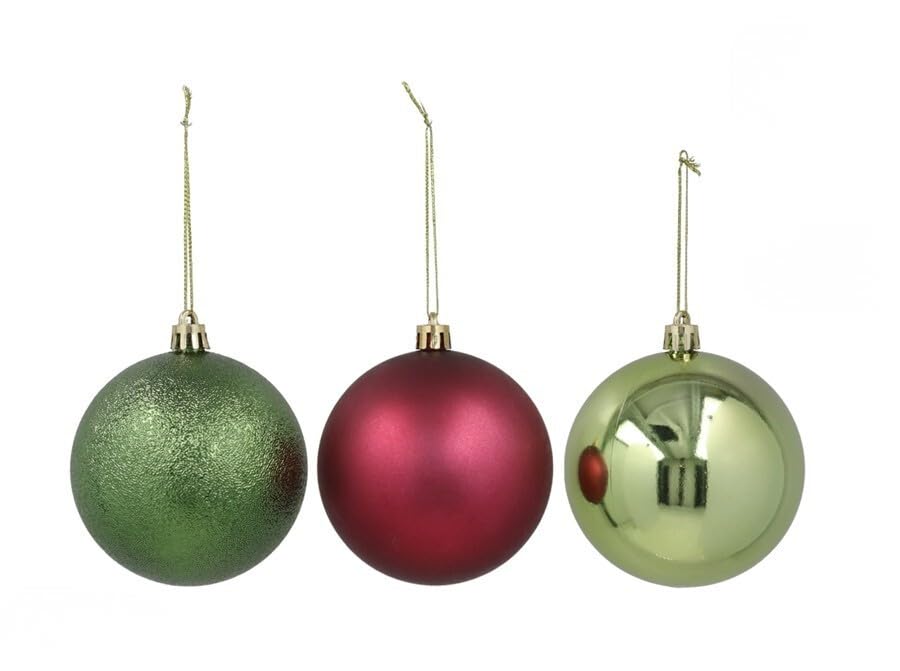 Lot de 20 boules de Noël 8 cm modèle Alice 3 couleurs