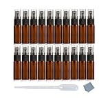 ELFENSTALL- 20pcs Amber 5ml 1/6oz Atomizer Vial Glass bottle Spray Refillable Perfume Empty Fine Mist Sample Bottle Clean Cloth Free 3ML Pipette for Travel Party