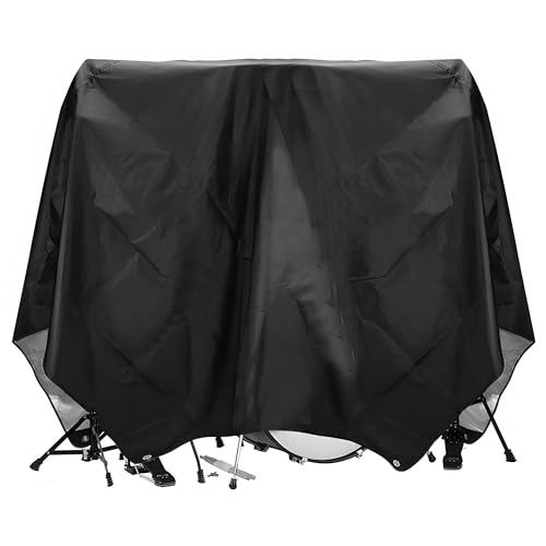 awliye Drum Set Dust Cover, Waterproof Drum Cover 80 x 108 Inch Dust Cover with Sewn-in Weighted Corner Large Drum Shield for Electric Drum Accessories Musical Instruments, Black