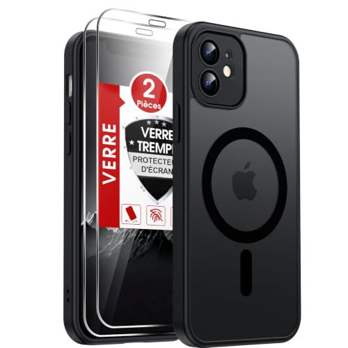 LeYi Coque pour iPhone 12 Compatible avec MagSafe 2 Verre Tr