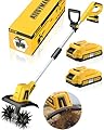 Alloyman 20V Cordless Tiller Cultivator,360RPM Electric Garden Tiller, with 2 * 2.0Ah Batteries & Charger,9In Tilling Width, 6.6In Depth Garden Rototiller for Lawn/Gardening/Soil Cultivation