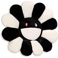 SNEPOO Smile Face Plush Rainbow Pillow, Sunflower Indie Decor Plush Pillow Soft & Comfortable Flower Floor Pillow for Home Reading Bed Room Decoration (40CM, Black and White)
