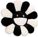 SNEPOO Smile Face Plush Rainbow Pillow, Sunflower Indie Decor Plush Pillow Soft & Comfortable Flower Floor Pillow for Home Reading Bed Room Decoration (40CM, Black and White)