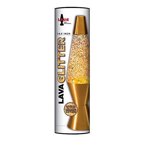 Lamp Lava 2131 Inch, Baseax, 14.5", Rainbow Glitter, Clear Liquid And Gold Base, 14 In #TOP1