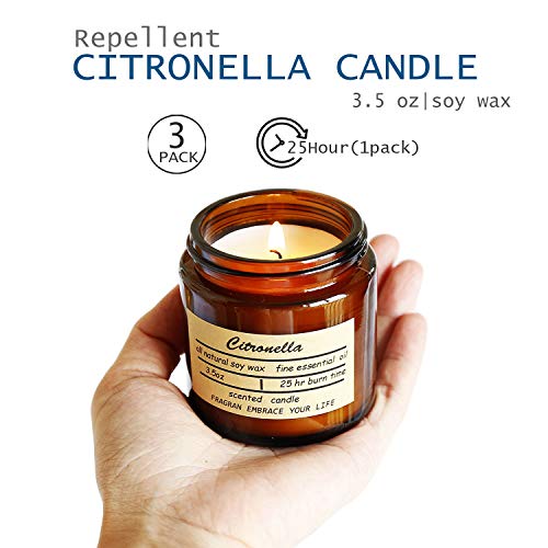 XYUT Citronella Candles, Jar Candle, Indoor and Outdoor, 25 Hours Burn