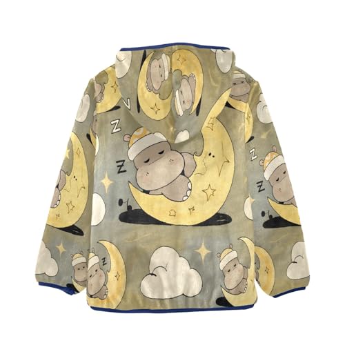 Cute Bear Sleeping on Moon Toddler Fleece Jacket Girl Boys Hooded Fleece Jacket Coat Warm Outwear Zip-up 3-10T2
