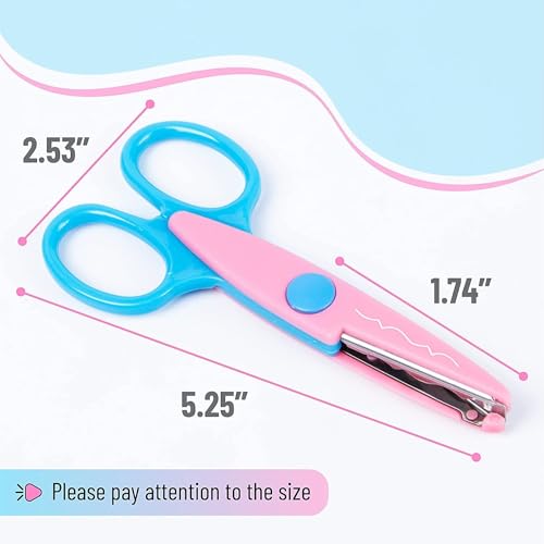Image of KRAFTMASTERS 2 Pieces Art and Craft Kids Zig Zag Scissors, Safety Design Pattern Scissors for Kids Toddler Adults, Crafting Scrapbooking Supplies for School, 5.25x2.53 Inches, Assorted