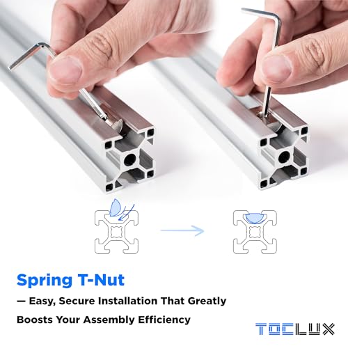 Image of 10 Sets Silver 4040 Aluminum Extrusion Connector Kit - 10pcs Corner Brackets, 20pcs M6 Spring T-Nuts & Hex Screws, 1 Hex Wrench - for 8mm T Slot Extruded Aluminum Accessories Hardware
