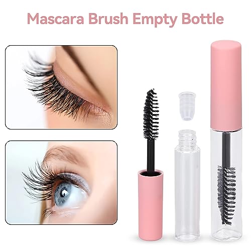 10Pcs Empty Mascara Tube and Wand, 5ml Clear Refillable Empty Mascara Tube Bottle with Eyelash Wand Portable DIY Eyelashes Mascara Cosmetic Container Bottle for Eyelash Growth Oil and More - Image 3