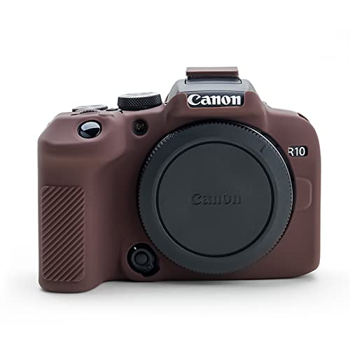 Rieibi Canon EOS R10 ケース、 キヤノン EOS R10 シリコンカバー デジタルカメラ専用 EOS R10カメラケース カメラカバー 全面保護 軽量 シンプル ソフト アウトドア撮影 耐衝撃 6色展開 着脱便利(コーヒー色)