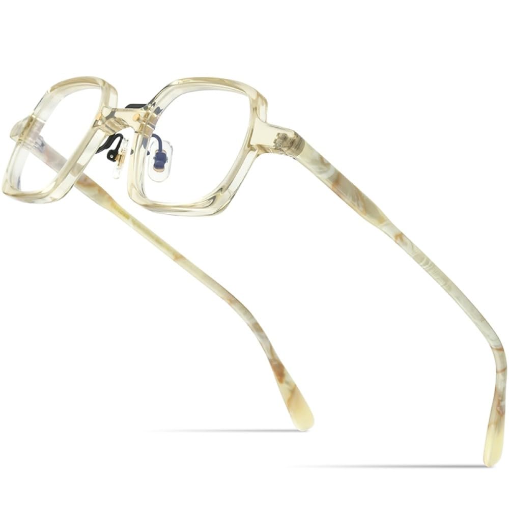 MUTYNE Montura de gafas de acetato para hombre, anteojos cuadrados Retro Vintage, gafas para mujer