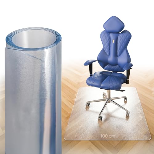 Björn&Schiller Bodenschutzmatte, rutschfeste Bürostuhlunterlage, Bodenmatte, Kratzfeste Stuhlunterlage, Schutzmatte, Unterlage für Bürostühle (Transparent, 100 x 120 cm)