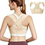 Posture Corrector for Women & Men – Adjustable Back Brace for Shoulder Support, Pain Relief & Posture Improvement – Breathable Design for Sitting, Work, Daily Use (Beige, M/L(Waist 87-101cm))