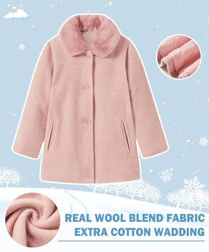 maoo garden Girls Winter Wool Peacoat Little Girls Fur Collar Dress Coat Quilted Jacket4